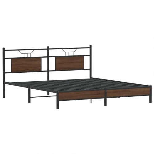 Sengeramme med sengegavl 183 x 213 cm uden madras - brun egetræ