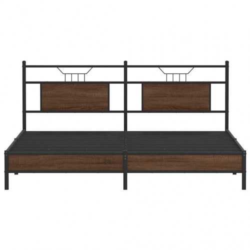 Sengeramme med sengegavl 183 x 213 cm uden madras - brun egetræ