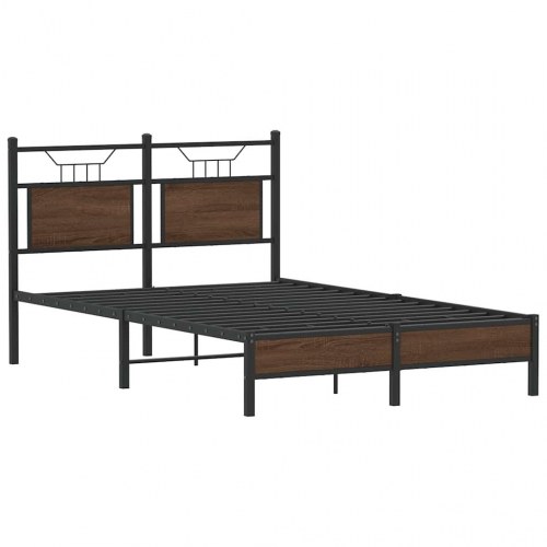 Sengeramme 120 x 200 cm uden madras med sengegavl - brunt egetræ