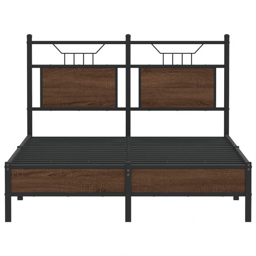 Sengeramme 120 x 200 cm uden madras med sengegavl - brunt egetræ