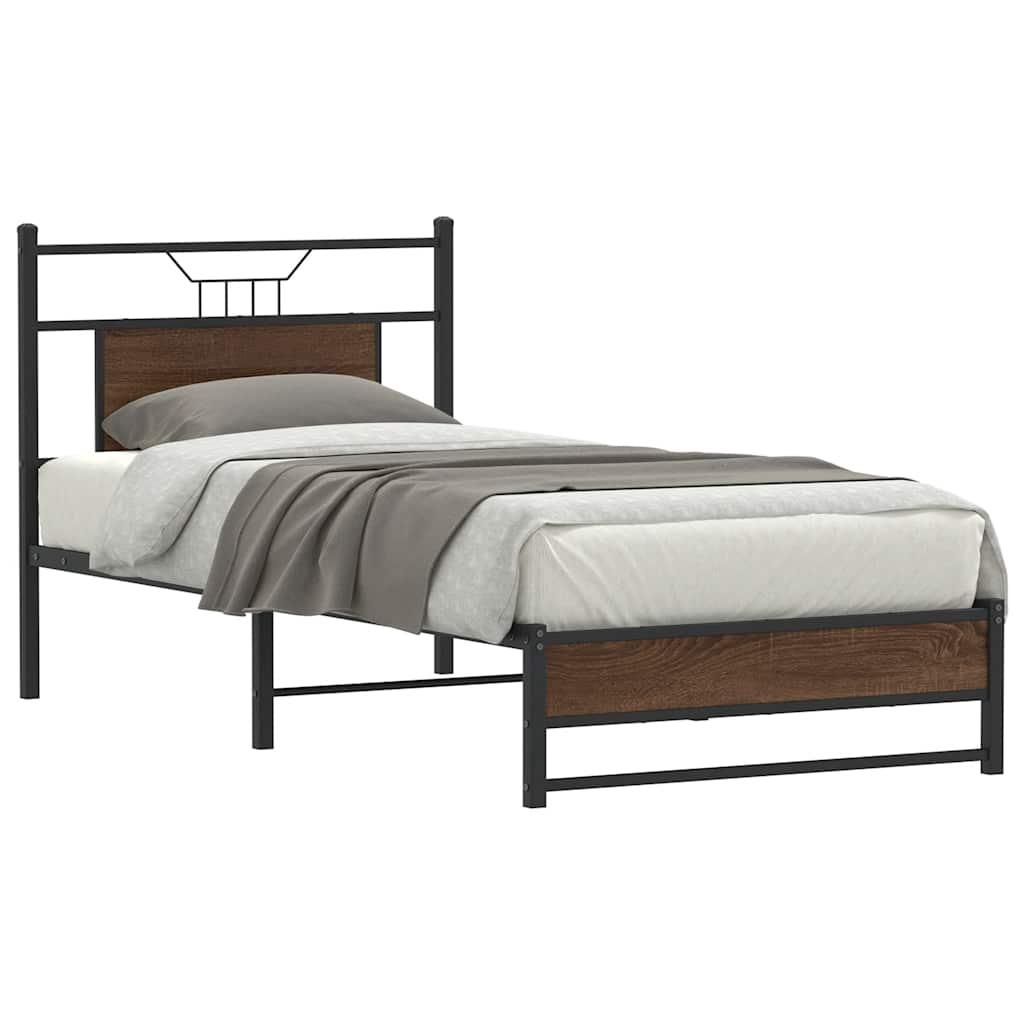 Sengeramme Uden Madras Konstrueret Træ Brunt Eg Brun Eg - med sengegavl og dobbelt lavt fodgærde / 90 x 190 cm