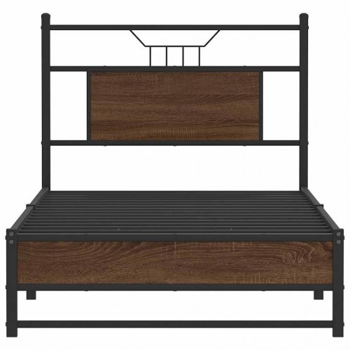 Sengeramme 90 x 190 cm med sengegavl - brunt egetræ