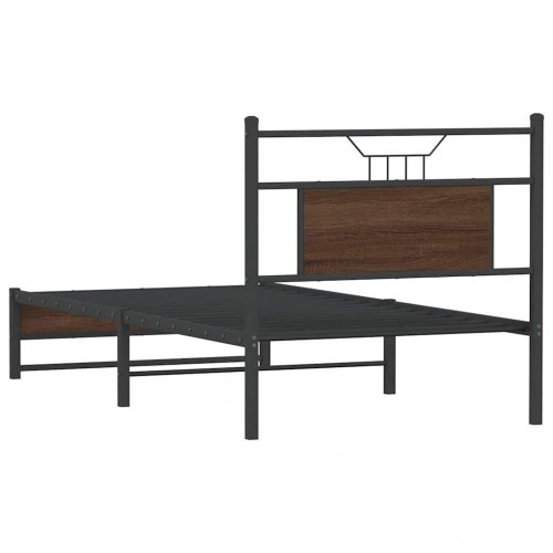 Sengeramme 90 x 190 cm med sengegavl - brunt egetræ