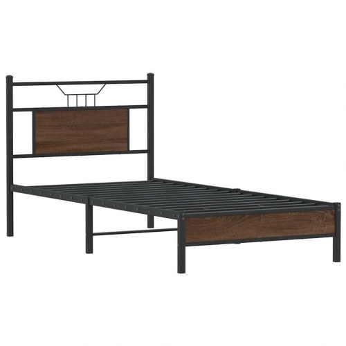 Sengeramme 80 x 200 cm uden madras med sengegavl - brun egetræ
