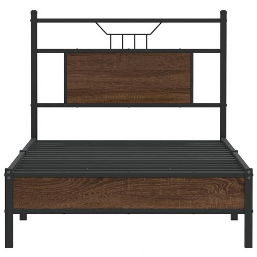 Sengeramme 80 x 200 cm uden madras med sengegavl - brun egetræ