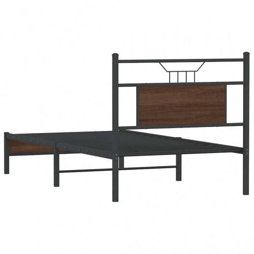 Sengeramme 80 x 200 cm uden madras med sengegavl - brun egetræ