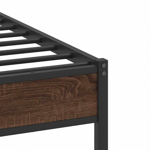 Sengeramme 80 x 200 cm uden madras med sengegavl - brun egetræ