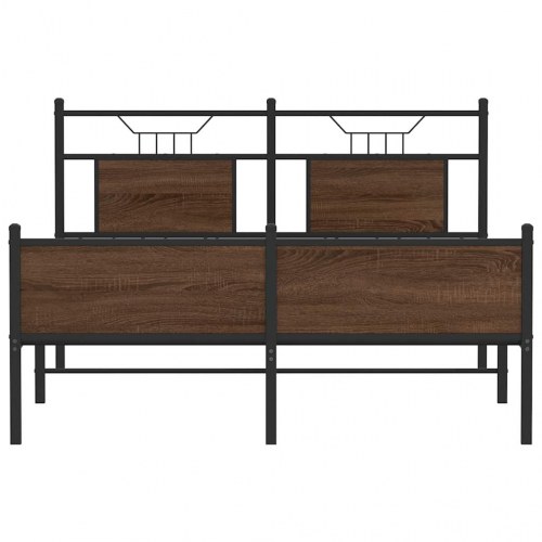 Sengeramme 150 x 200 cm med hovedgærde - brunt egetræ