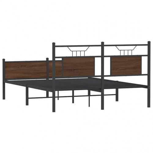 Sengeramme 150 x 200 cm med hovedgærde - brunt egetræ