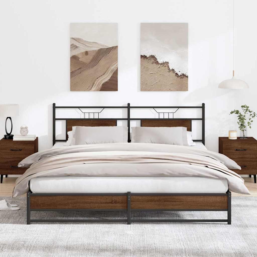 Sengeramme Uden Madras Konstrueret Træ Brunt Eg Brun Eg - med sengegavl og dobbelt lavt fodgærde / 183 x 213 cm