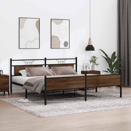 Sengeramme uden madras 200 x 200 cm - brun egetræsfarve