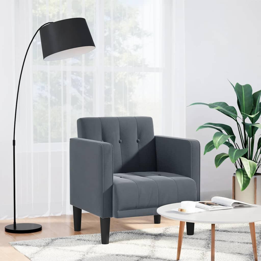 Sofastol Med Armlæn 53 Cm Fløjl - Mørkegrå