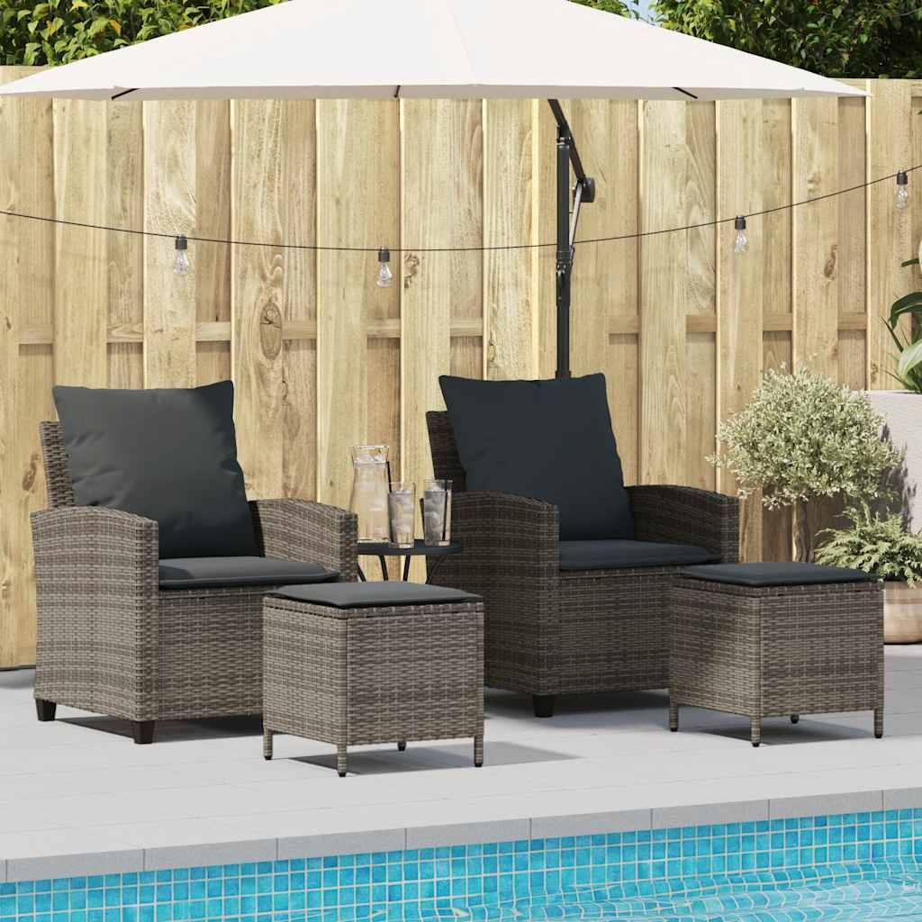 Sofasæt Til Haven 4 Dele Med Hynder Polyrattan - Grå / Mørkegrå