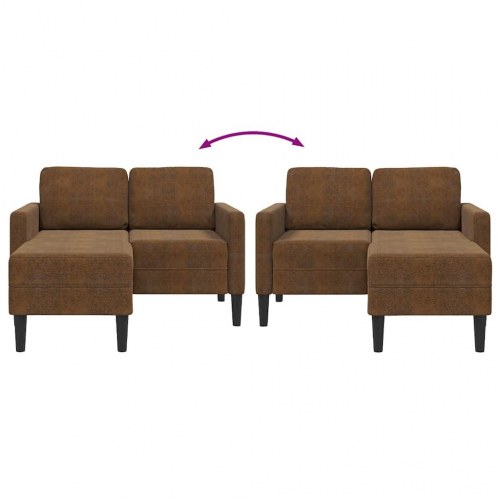 2-personers sofa med chaiselong L-formet 125 cm kunstlæder brun