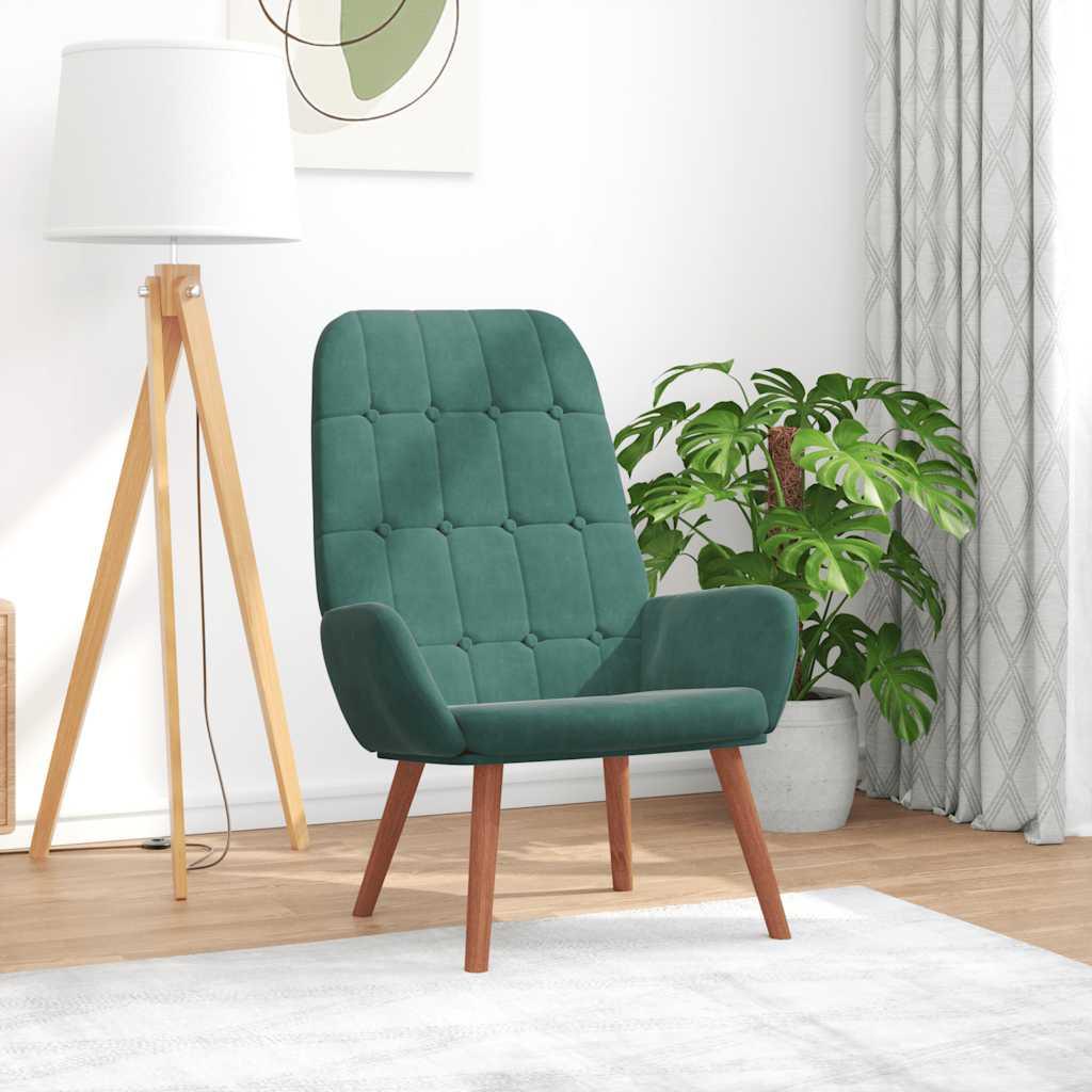Lænestol Fløjl - Mørkegrøn / Uden fodskammel