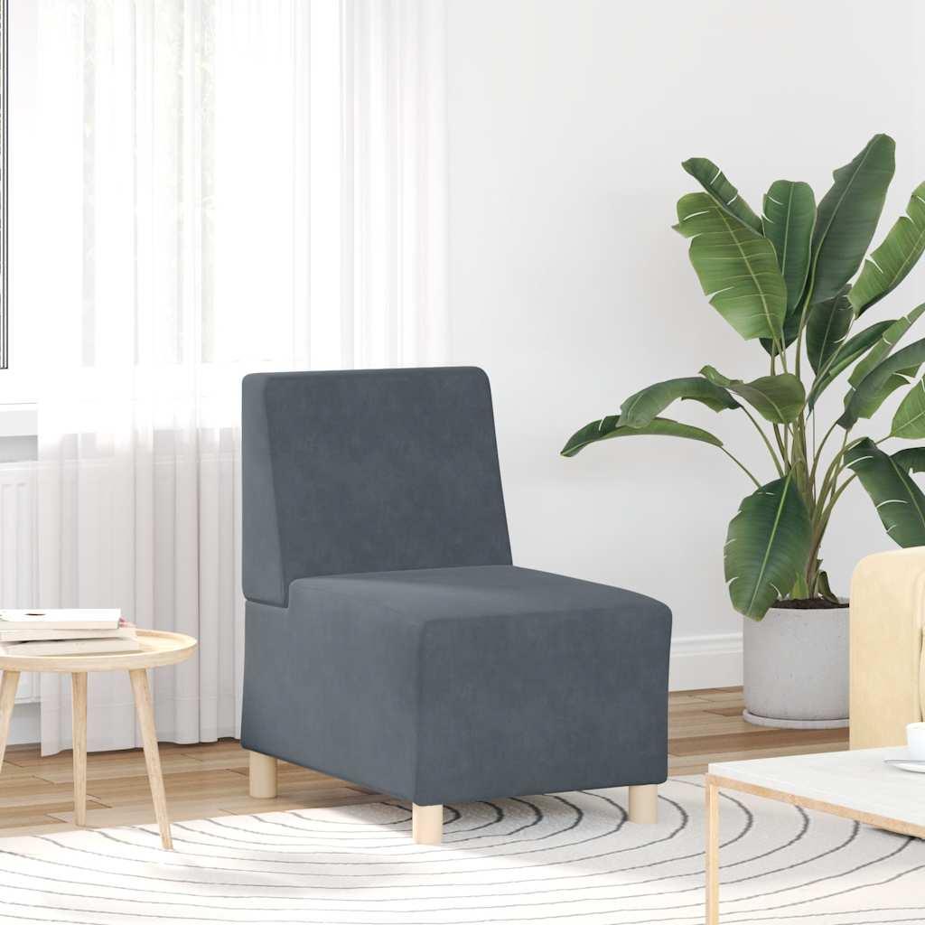 Modulær sofa uden armlæn mørkegrå 55 cm fløjl