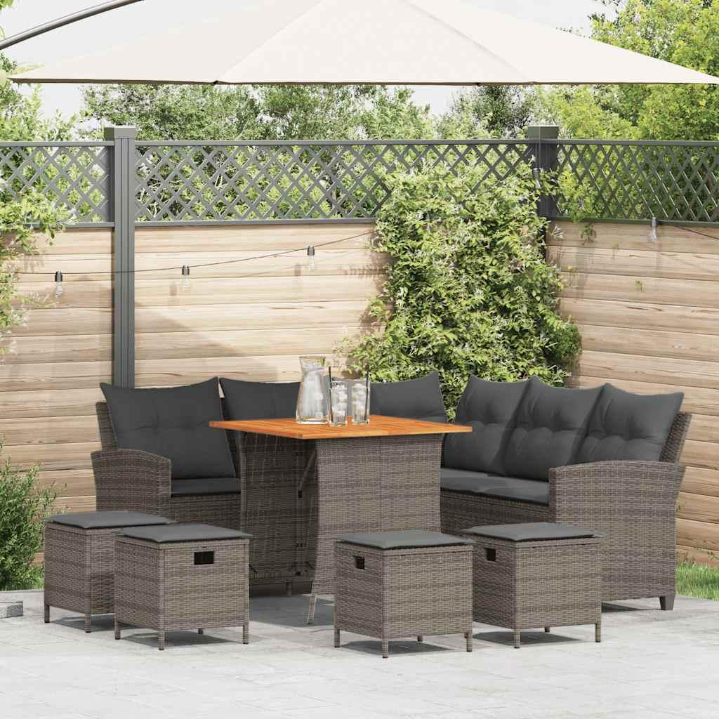 Sofasæt Til Haven 6 Dele Med Hynder L-Formet Polyrattan 6 - Grå / Antracitgrå