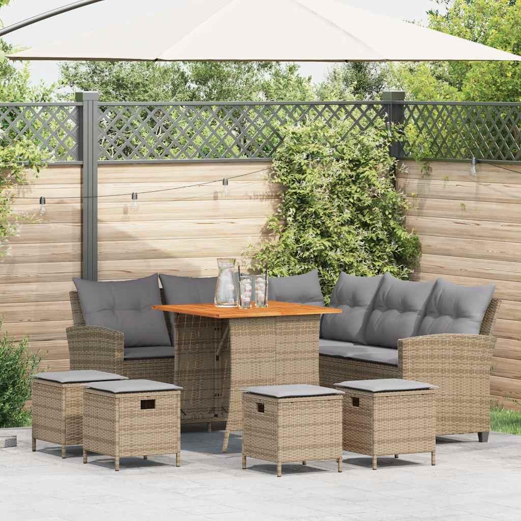 Sofasæt Til Haven 6 Dele Med Hynder L-Formet Polyrattan 6 - Beige / Lysegrå