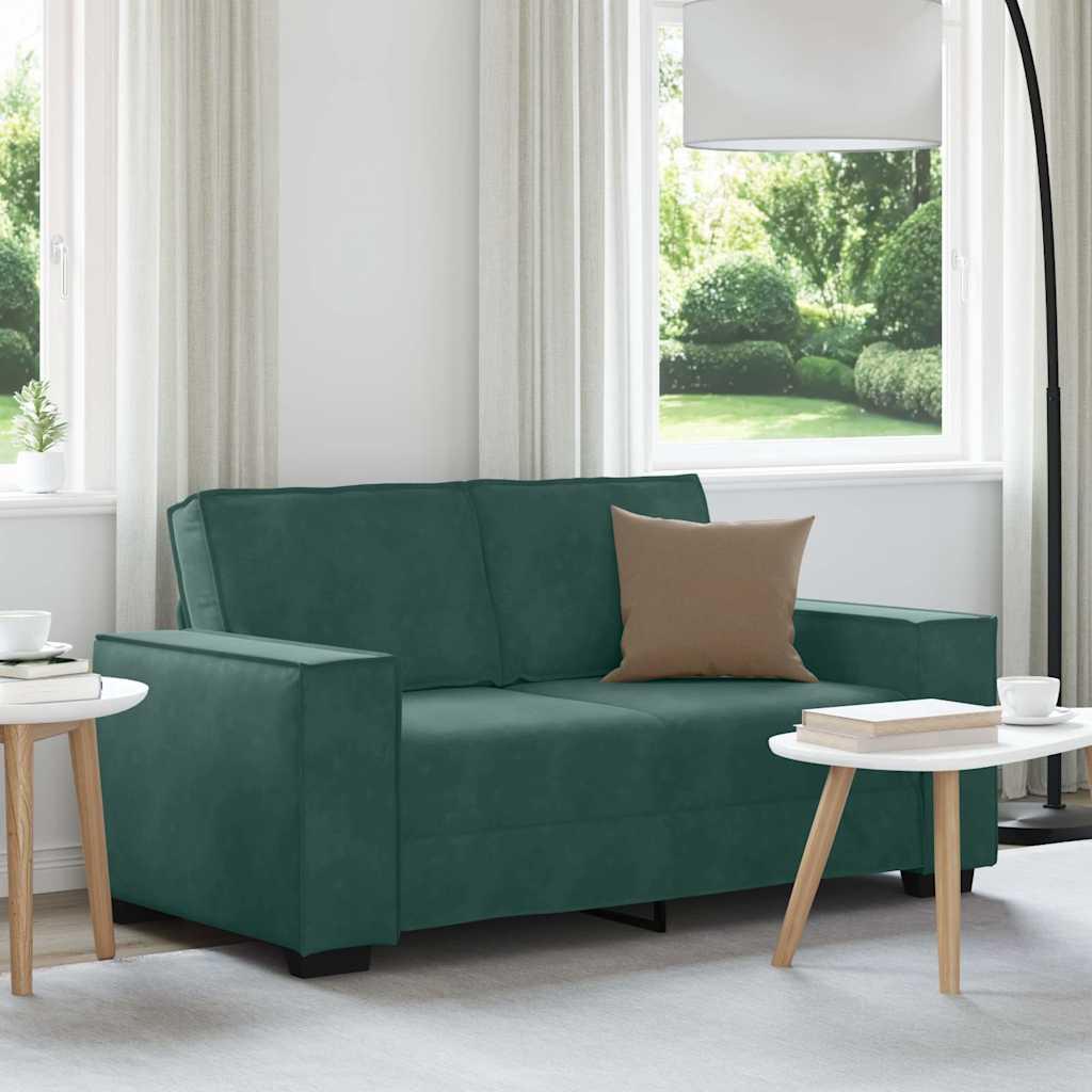 vidaXL 2-personers sofa 160x78x84 cm fløjl mørkegrøn
