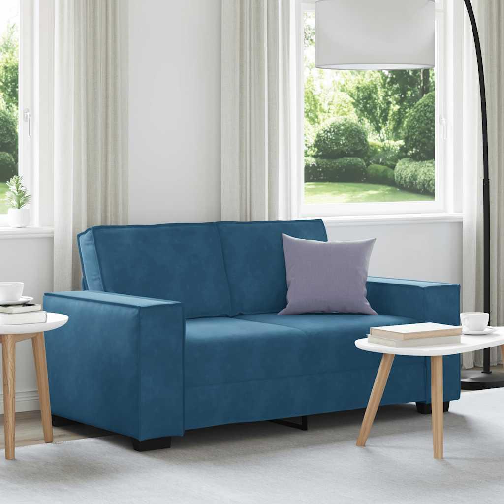 2-personers sofa 120 cm fløjl blå