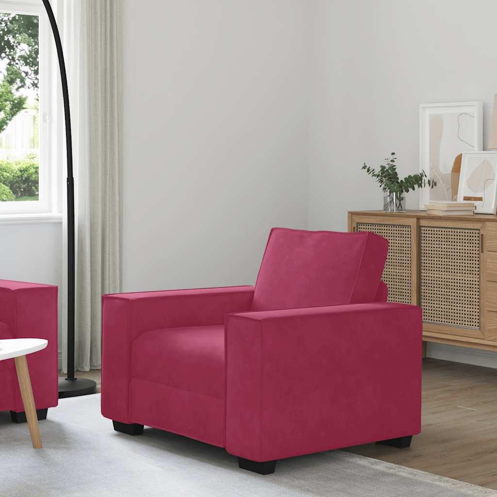 2-Personers Sofa Velour - 59 cm / Vinrød