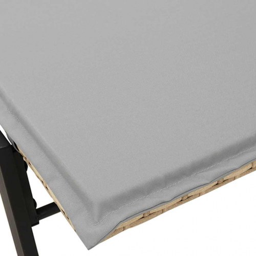 Liggestol med hynde i polyrattan - beige solseng