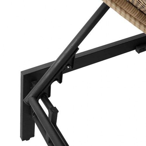 Liggestol med hynde i polyrattan - beige solseng