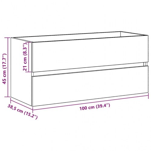 Vaskeskab 100 x 38,5 x 45 cm - sort egetræ
