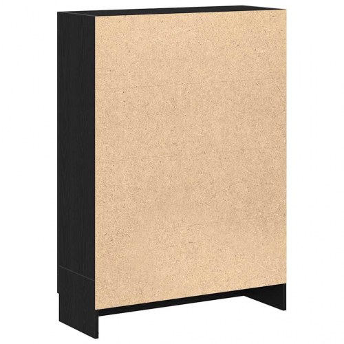 Bogskab med glaslåger - 82,5×30,5×115 cm, konstrueret træ, sort egetræsfarve