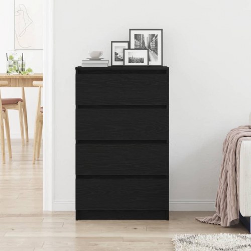 Skænk med 4 skuffer - 60×35×98,5 cm, sort egetræsfarve