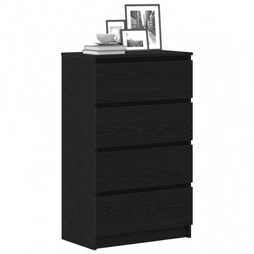 Skænk med 4 skuffer - 60×35×98,5 cm, sort egetræsfarve