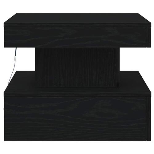 Sofabord med LED-lys 50x50x40 cm sort egetræsfarve