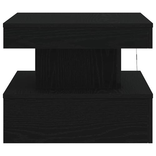Sofabord med LED-lys 50x50x40 cm sort egetræsfarve