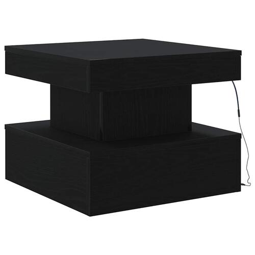 Sofabord med LED-lys 50x50x40 cm sort egetræsfarve