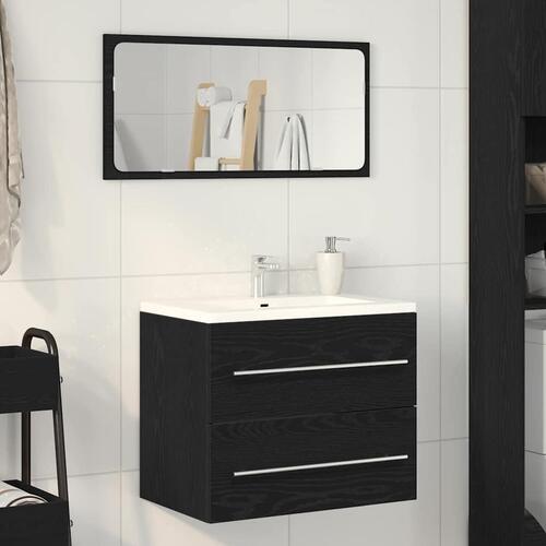 Badeværelsesvaskeskab 60x38,5x48 cm konstrueret træ sort egetræ