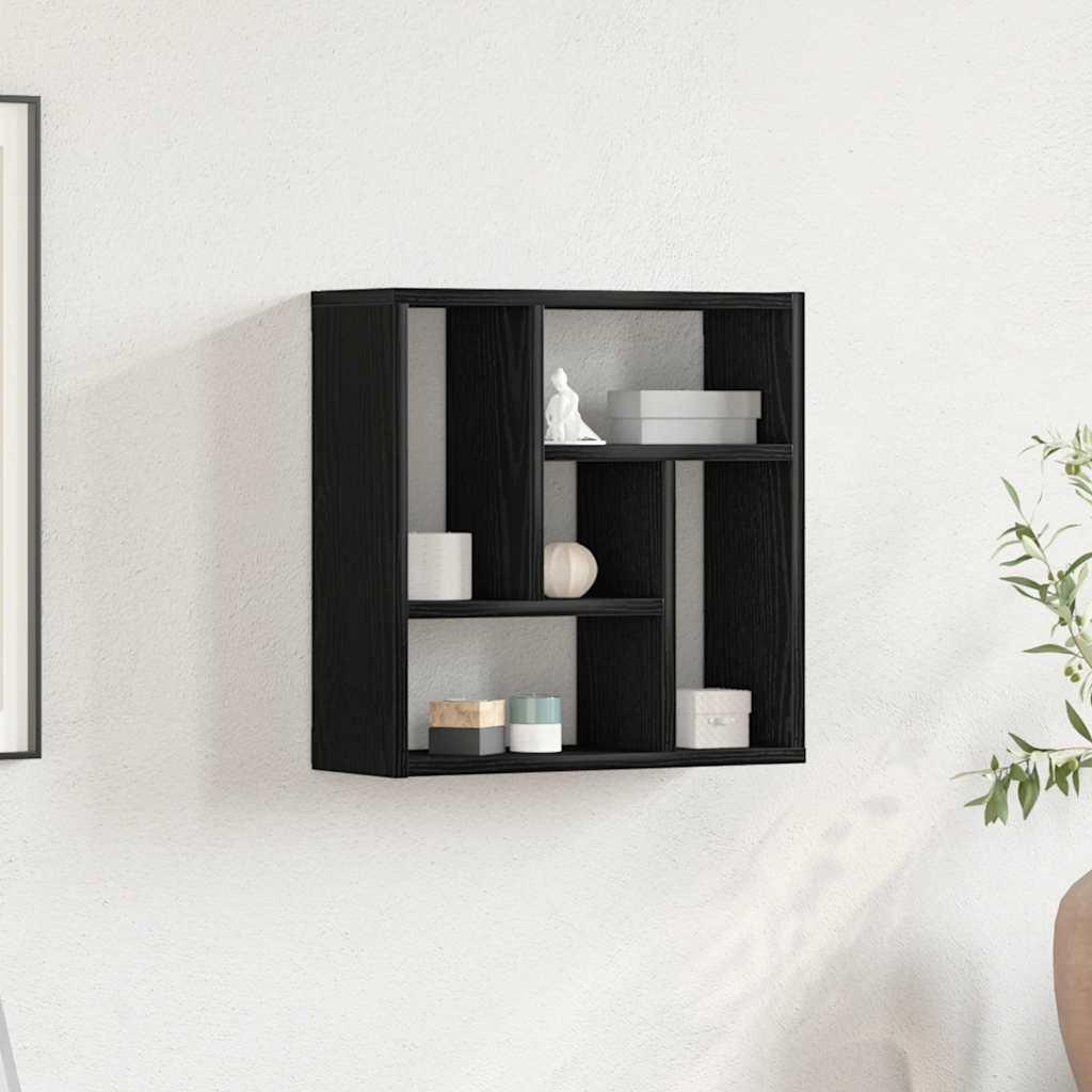 Væghylde 45x16x45 cm konstrueret træ sort egetræsfarve