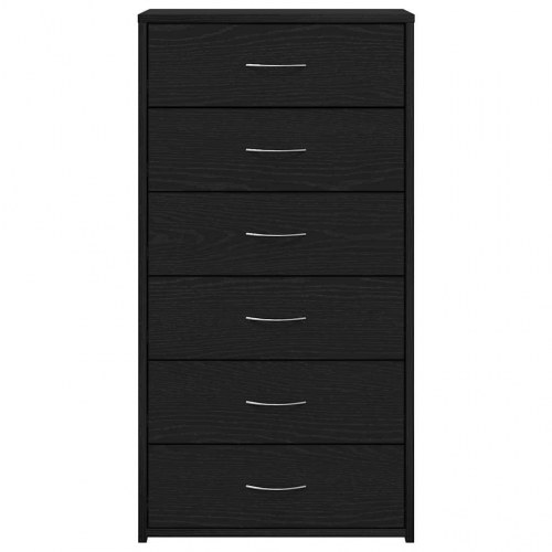 Skænk med 6 skuffer - 50 × 34 × 96 cm - sort eg, konstrueret træ