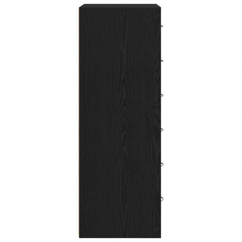 Skænk med 6 skuffer - 50 × 34 × 96 cm - sort eg, konstrueret træ