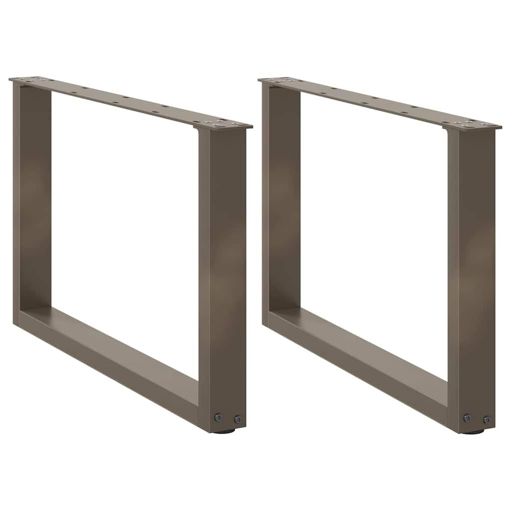 Sofabordsben U-formet 2 stk. naturstål 60 x (42-43) cm stål