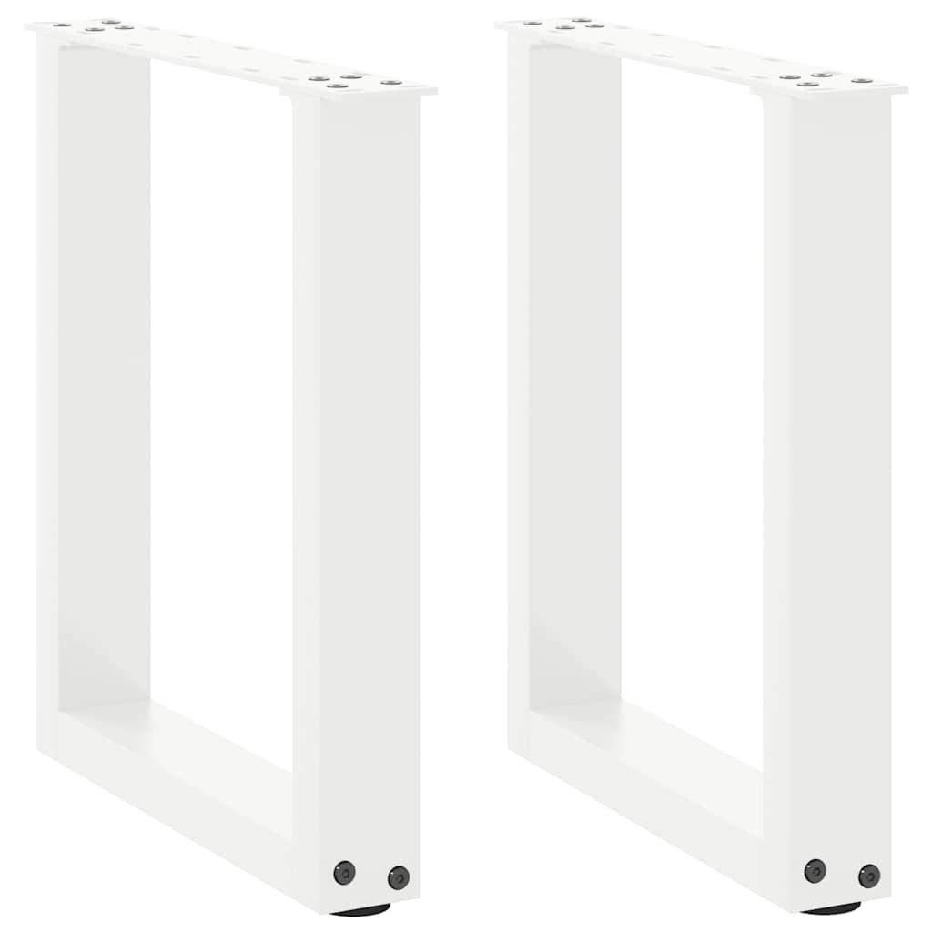 Sofabordben U-formet 2 stk. 28x(42-43) cm stål hvid