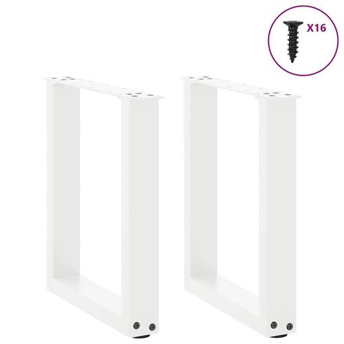 Sofabordben U-formet 2 stk. 28x(42-43) cm stål hvid