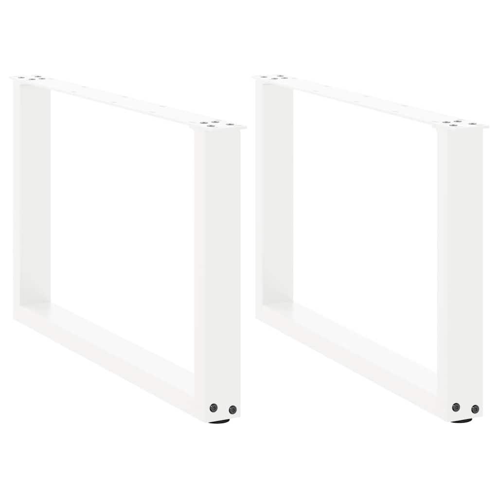Sofabordsben U-formet 2 stk. hvid 60 x (42-43) cm stål