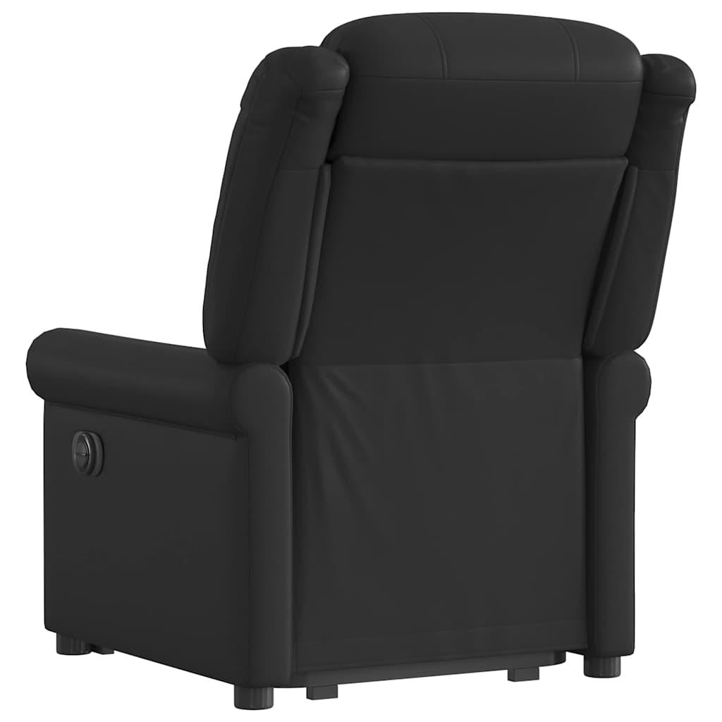 Løftestol recliner skinnende kunstlæder sort