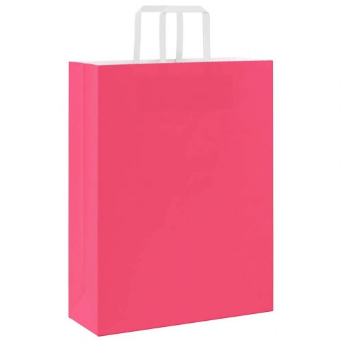Papirposer med håndtag 50 stk. - 32×12×42 cm, lyserød