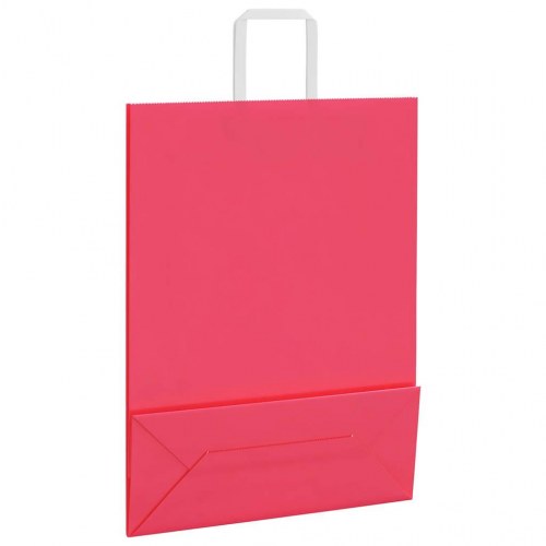 Papirposer med håndtag 50 stk. - 32×12×42 cm, lyserød