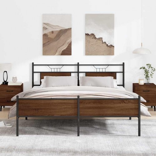 Sengeramme uden madras 183 x 213 cm - brun egetræ