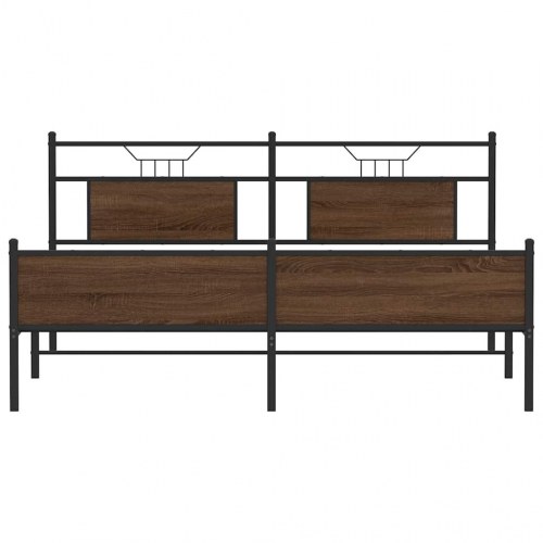 Sengeramme 160 x 200 cm i metal - brun egetræsfarve