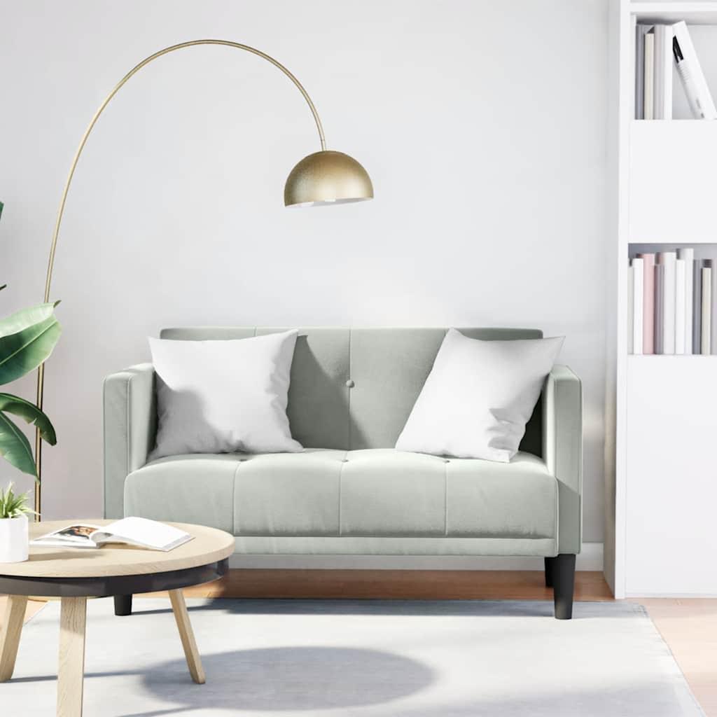 Elskovssofa i fløjl 111 cm - lysegrå 2-personers sofa