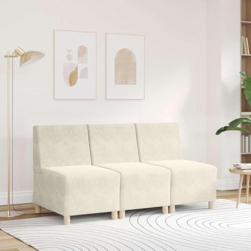 Modulær sofa uden armlæn cremefarvet 55 cm fløjl