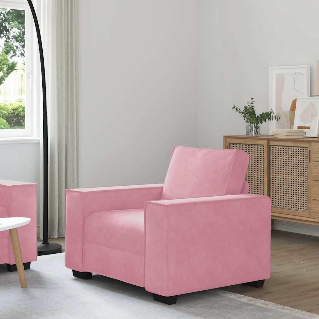 2-Personers Sofa Velour - 59 cm / Lyserød